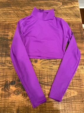 balera Purple Cropped Mock Neck Long-Sleeve Dance Top